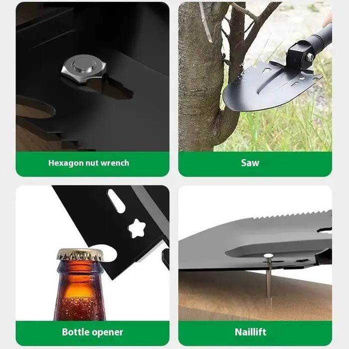 Pelle de survie multi-outils, pelle d'ingénieur portable pour la récupération en cas de catastrophe, les urgences automobiles, le camping, le creusement et le jardinage