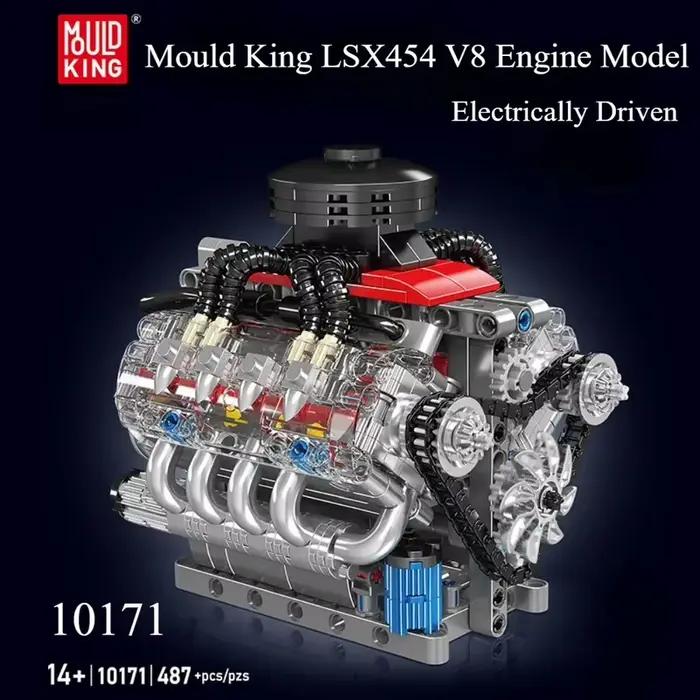 Mould King 10171 LSX454 V8 Moteur Électrique Motorisé Modèle de Simulation Blocs de Construction Pièces de Voiture
