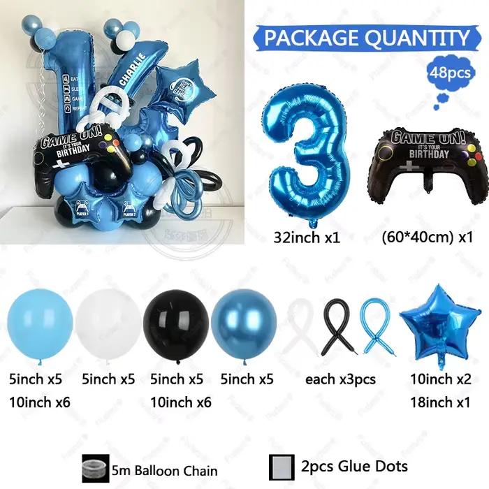 Ensemble d'anniversaire de jeu 48 pièces, adapté aux fêtes d'anniversaire, décorations de fête de jeu, fournitures de fête à thème de jeu