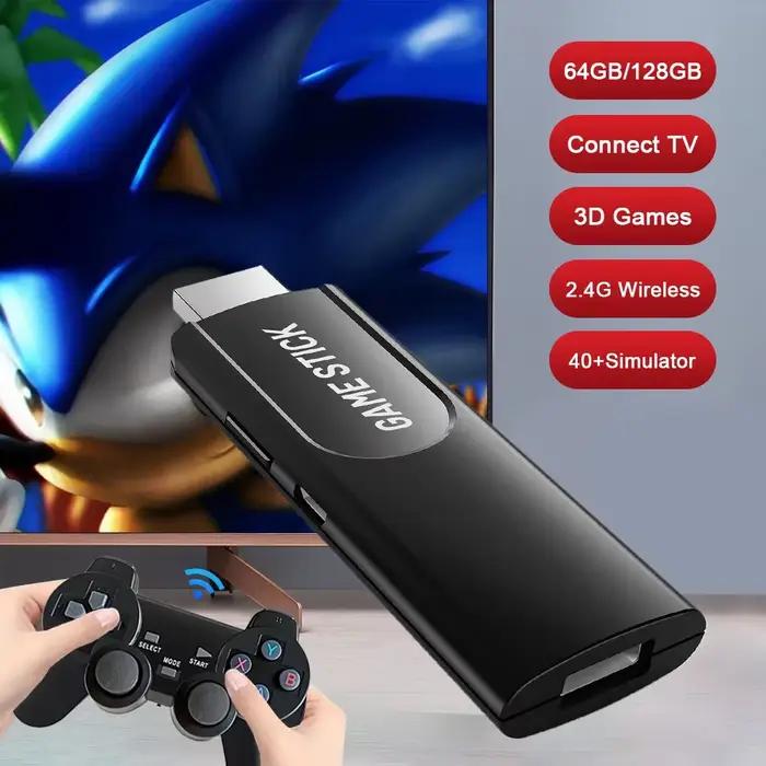 K8 Game Stick 64G 4K HD Console de jeu vidéo 40 + simulateurs double contrôleur sans fil 2.4G Console rétro 10000 jeux pour enfants cadeau
