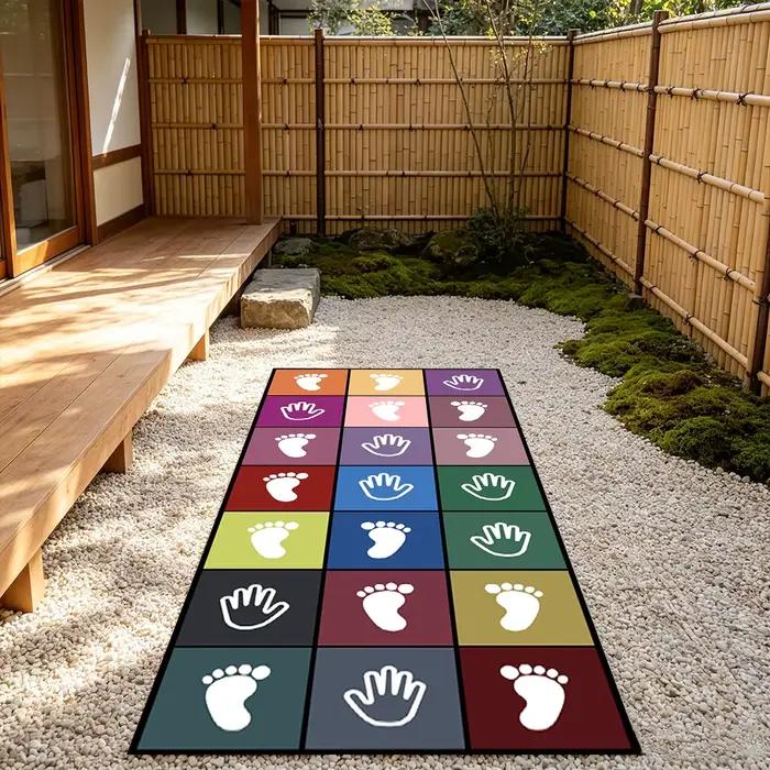 Tapis de jeu coloré à motif palmier (1 pièce) pour les réunions de famille, les activités de fête, les jeux de groupe en intérieur et les fournitures de fête au sol