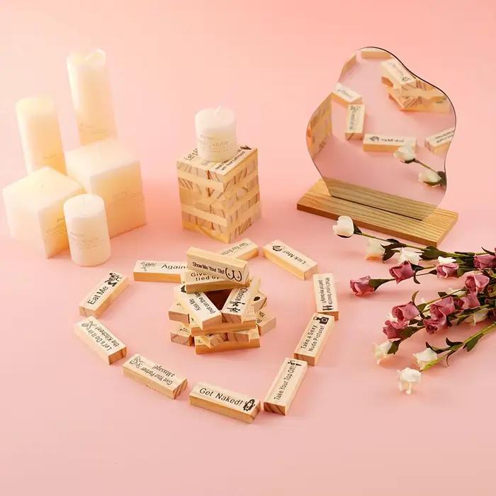 Jeux d'empilage 48 pièces pour adultes, jeu de tour de blocs pour Couples, jeu de culbutage de saint-valentin, fête de nuit pour Couples adultes
