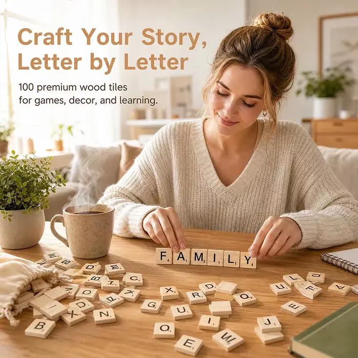 100 lettres de l'alphabet en bois
