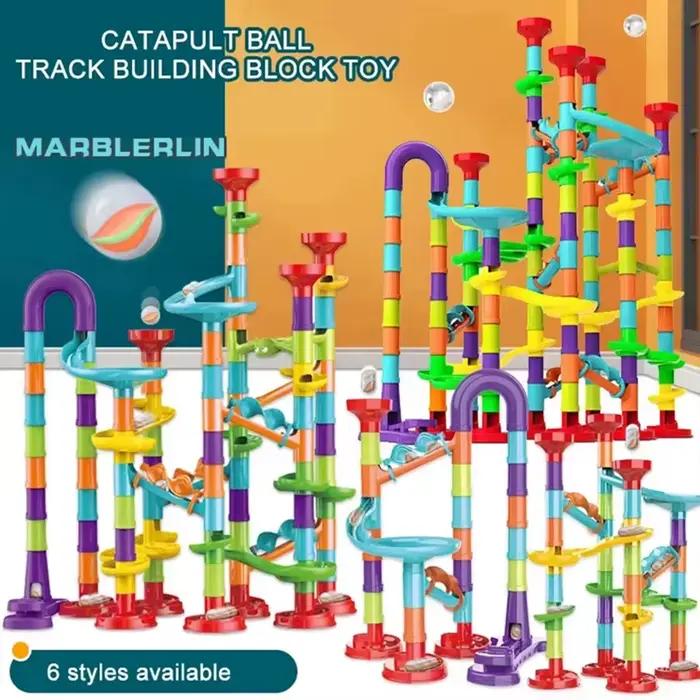Construction marbre course piste de course blocs de Construction bricolage enfants 3D labyrinthe balle rouleau jouets enfants cadeau de noël 45/93/113/142 pièces ensemble