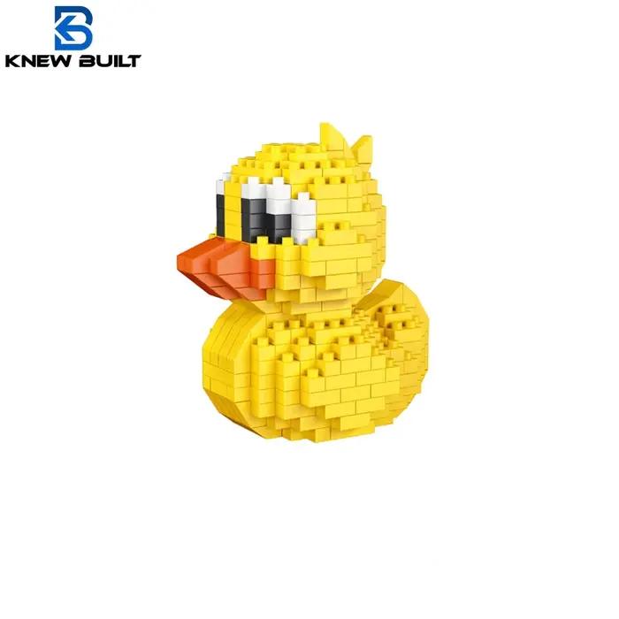 Petit canard jaune Puzzle assemblage blocs de construction jouets série animale modèle 3D Micro Mini briques de diamant cochon Panda Hamster escargot
