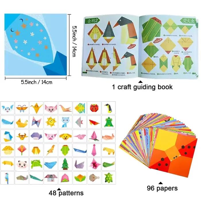 Kit d'origami avec 30/96 feuilles de papier et livre de guide