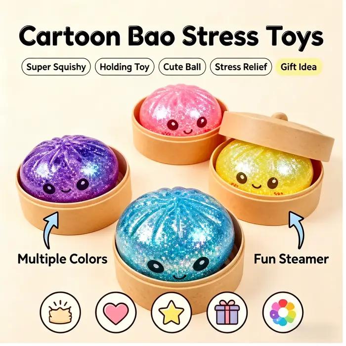 Jouet anti-stress en forme de bao bao vapeur avec perles et paillettes