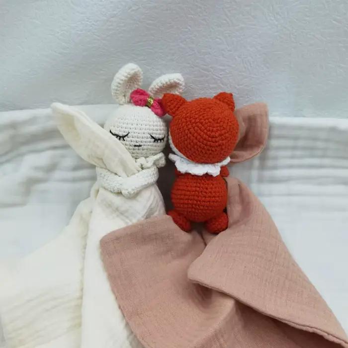 Bébé sucette apaiser serviette bavoir doux lapin ours éléphant dormir poupée dentition nourrissons confort