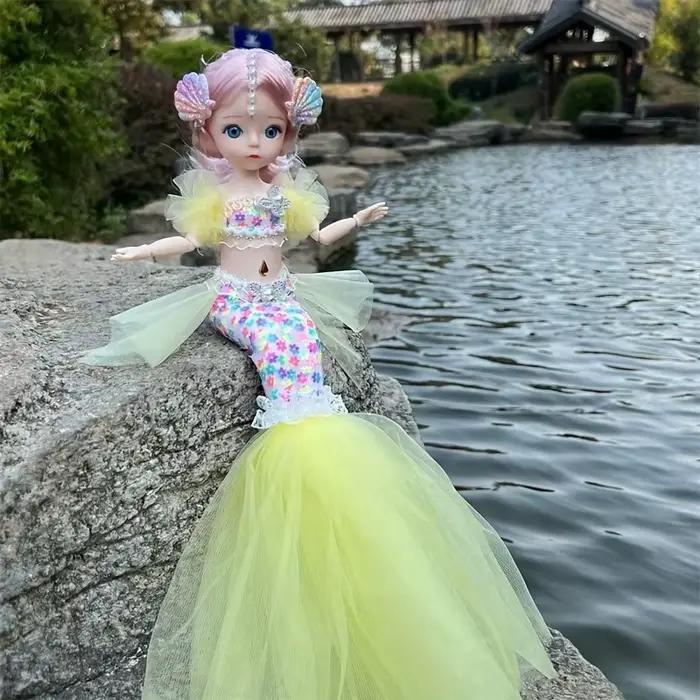 45 cm/17.72 pouces sirène poupée fille jouet yeux bleus enfants princesse