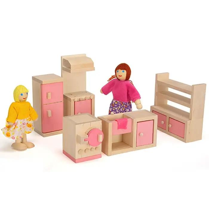 Jouet bois personnes poupées famille multicolore maison de jeu
