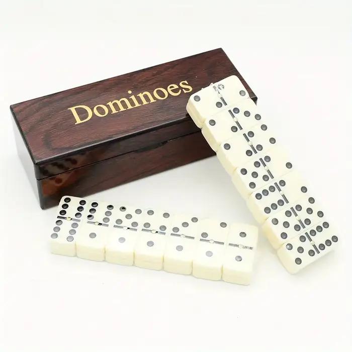 [Ensemble de jeu de dominos en bois] 28 pièces Double Six dominos-boîte
