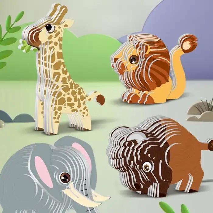 Puzzle animal 3D pour enfants – Bricolage dinosaure océan safari papier artisanat