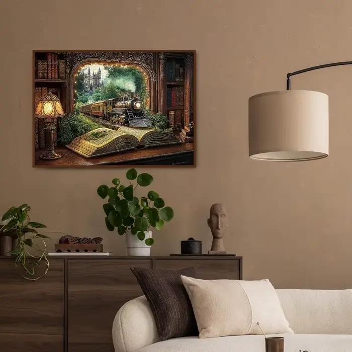 Puzzle pour adultes, Train, livre de forêt, 1000/500/300/120 pièces, Puzzle de paysage, cadeau d'anniversaire, décor de salle de jeu, jouet de divertissement