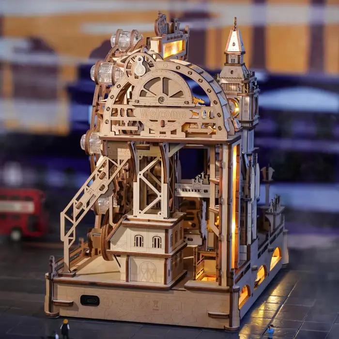 Puzzle en bois 3D Londres - Modèle de la ville avec lumières - Kit de construction de monuments emblématiques pour adultes et adolescents
