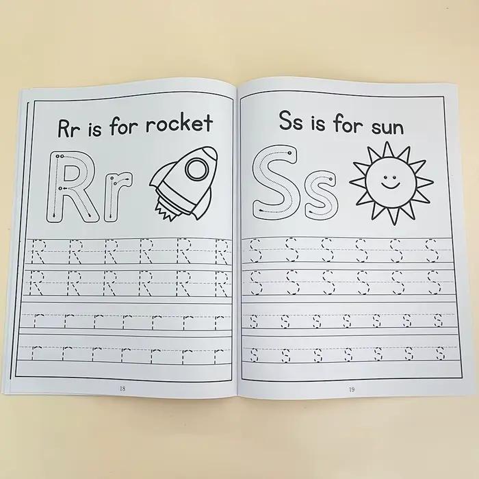 Cartes de traçage A-Z, cahier d'exercices d'écriture et de coloriage majuscules et minuscules