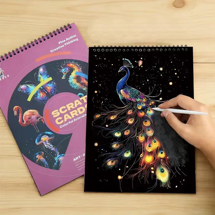 Livre de coloriage à gratter 10 feuilles avec stylet