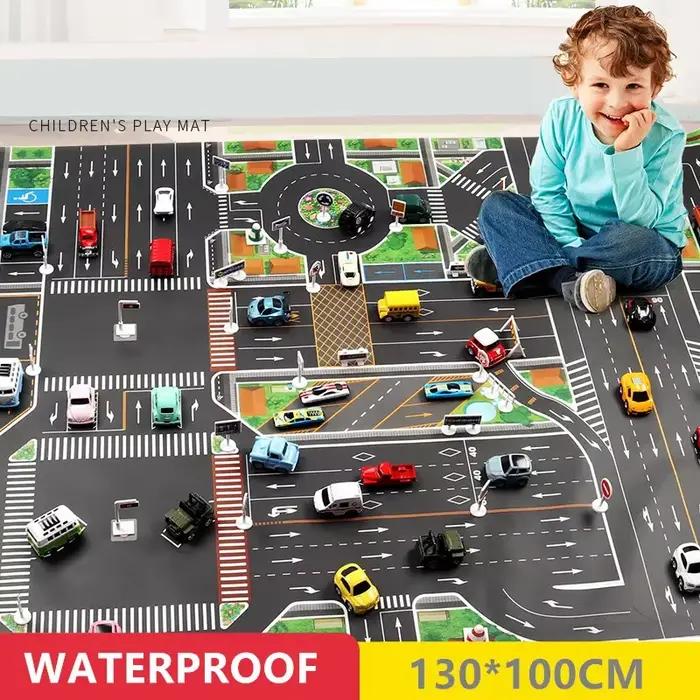Tapis de jeu éducatif imperméable pour enfants, ville miniature, parcours de circulation, activités éducatives pour filles et garçons, jouets de développement pour enfants occasions spéciales