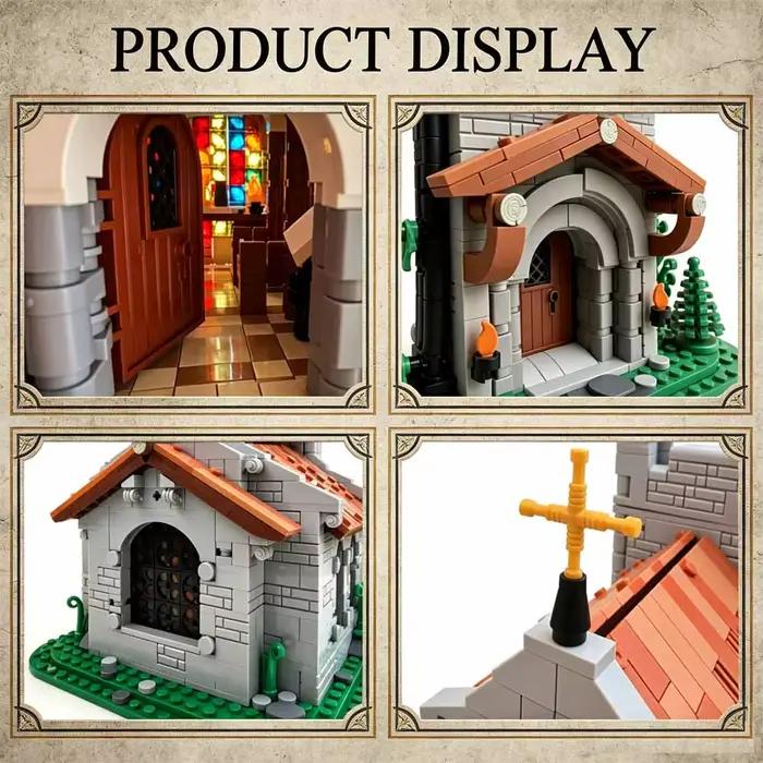 Blocs de construction de l'Église des Chevaliers Lionnais Médiévaux MOC-153931, modèle d'architecture de château médiéval, briques à assembler, jouet cadeau pour adultes