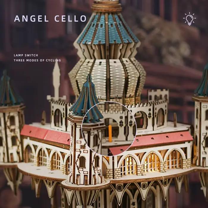 Bricolage 3D Puzzle en bois château dans le ciel boîte à musique assemblé modèle Miniature Kits Puzzles pour amis cadeaux d'anniversaire