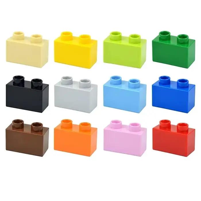 Blocs de construction épais de grande taille, 1x2 points, figurines assemblées, briques, jouets éducatifs pour enfants, compatibles avec grandes particules Duploes pour enfants