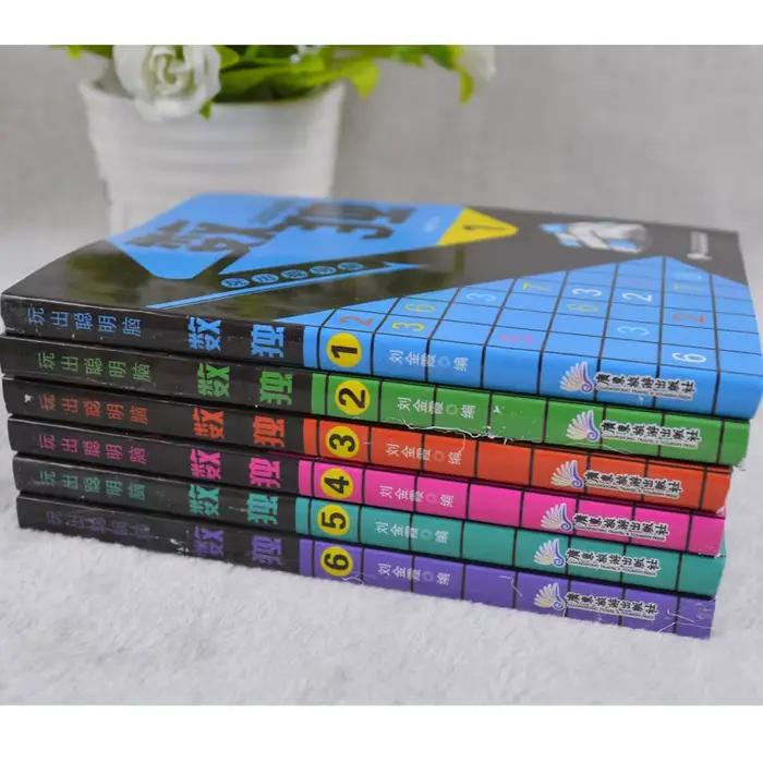 Ensemble de 6 livres de jeux de puzzle Sudoku pour enfants – Entraînement cérébral, livres de poche portables, Placement des chiffres, cadeau éducatif d'apprentissage amusant
