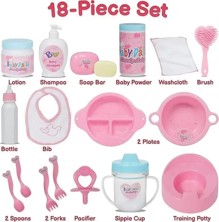 Maison de jeu jouet 18 pièces bébé poupée accessoires ensemble filles jeu à domicile simulation réaliste