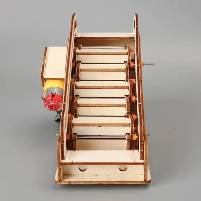 Kit de bricolage d'équipement de physique scolaire ; Expérience scientifique d'escalator en bois 3D pour l'apprentissage pratique