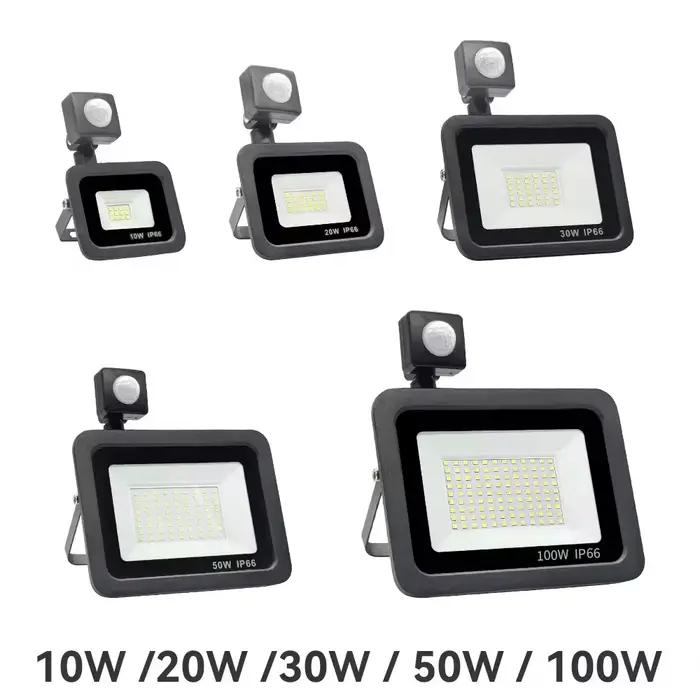 Éclairage LED PIR capteur de mouvement projecteur LED extérieur 10W 20W 30W 50W 100W IP66 étanche éclairage de jardin extérieur réverbère