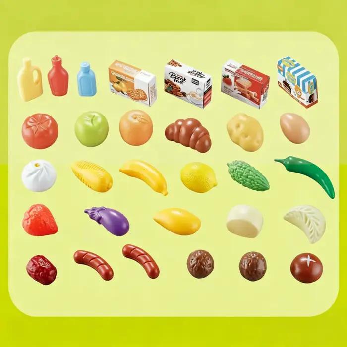 Chariot de courses de supermarché pour tout-petits, jouet d'imitation, ensemble de jeu de découpe de fruits, jeu de rôle, cadeau pour enfants de 3 à 6 ans