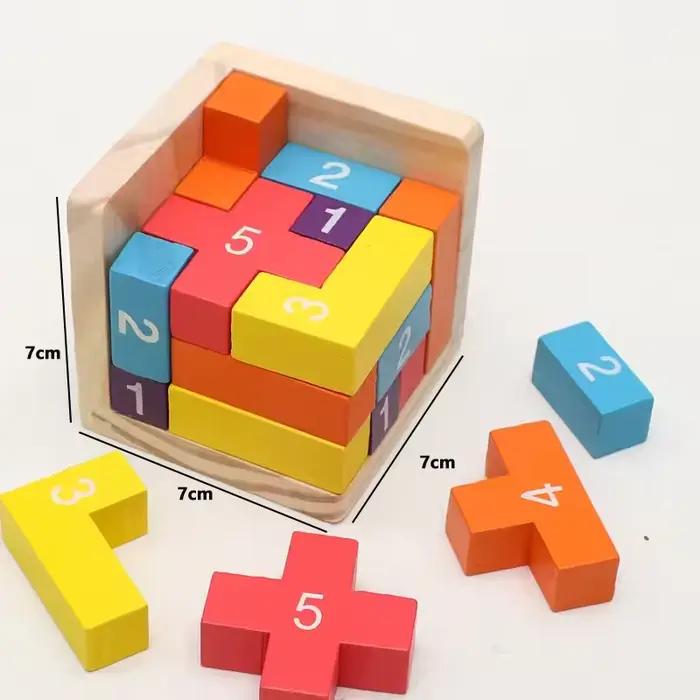 Puzzle Cube 3D Luban, jouet éducatif créatif en bois