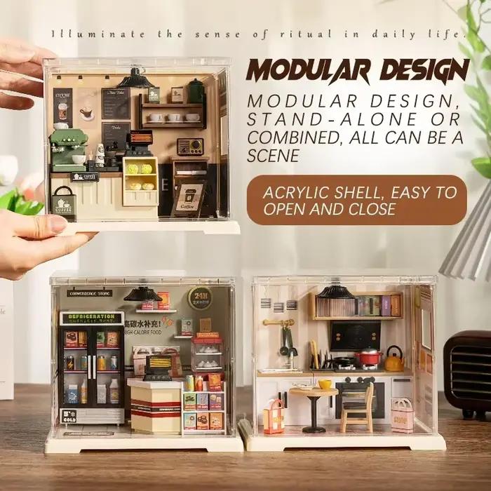 Kit de bricolage de maison Miniature 3D, assemblage artisanal pour la décoration de la maison, ensemble de construction de petite pièce, Collection de projets familiaux, cadeau d'interaction pour enfa