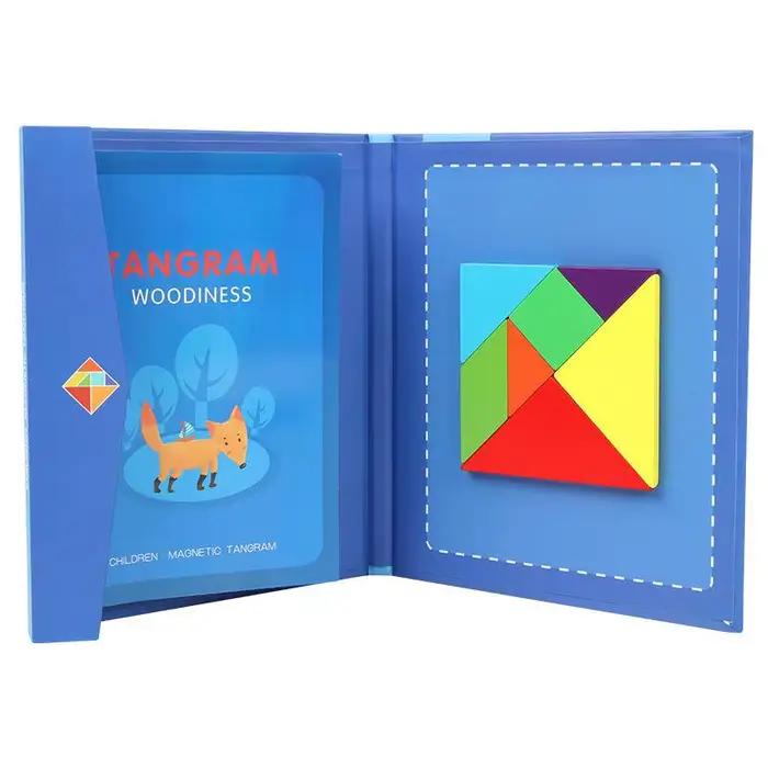 Puzzle Tangram Magnétique Livre Éducatif Forme Géométrique En Bois Pour Enfant Occasions Spéciales Apprendre Les Mathématiques