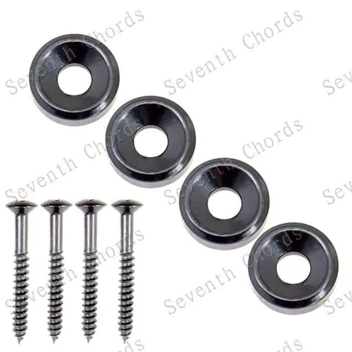 1 lot de 4 pièces de douille de cou, virole de Joint de cou pour guitare basse avec vis de montage, accessoires de guitare chromés en or noir