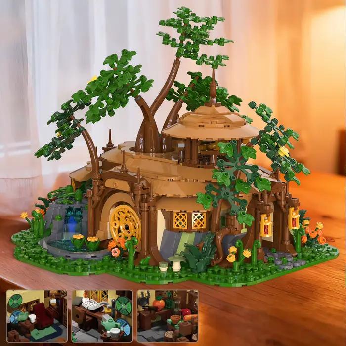Idea City Street View Forest House Building Block Jungle Shelter Construction Bricks Toys With Light Collection For Gifts