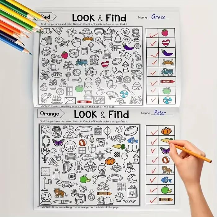 Livre de coloriage et de recherche d'objets cachés pour enfants – Cahier d'activités interactif