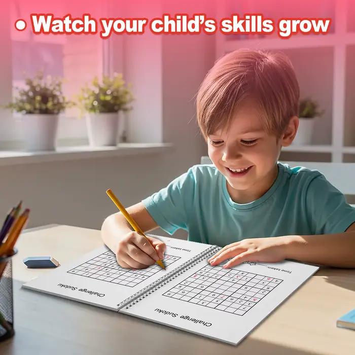 Livre de puzzle Sudoku pour enfants intelligents |   Jeux de logique amusants pour stimuler la concentration, la réflexion et la résolution de problèmes