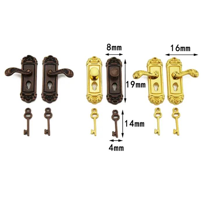 Mignon Vintage drôle 1/12 échelle maison de poupée Miniature serrure de porte et clé