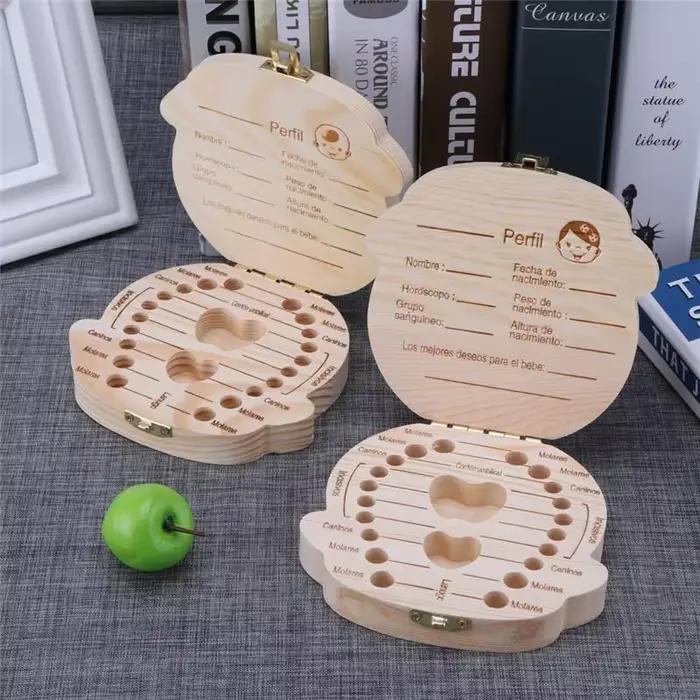 Boîte à dents de bébé en bois espagnol