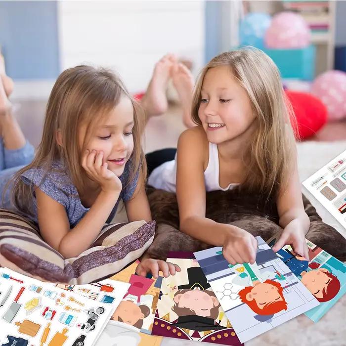 Faire un visage bricolage Animal princesse dinosaure Puzzle autocollants enfants jeux