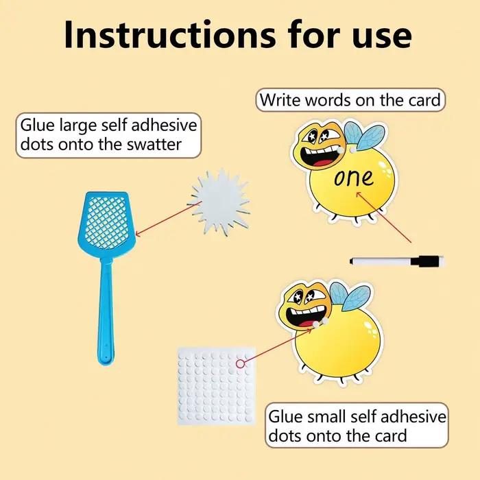 Jouets éducatifs Fly Swatter, cartes flash de mots fréquents en anglais pour les enfants d'âge préscolaire, jeux en classe et jeux parent-enfant