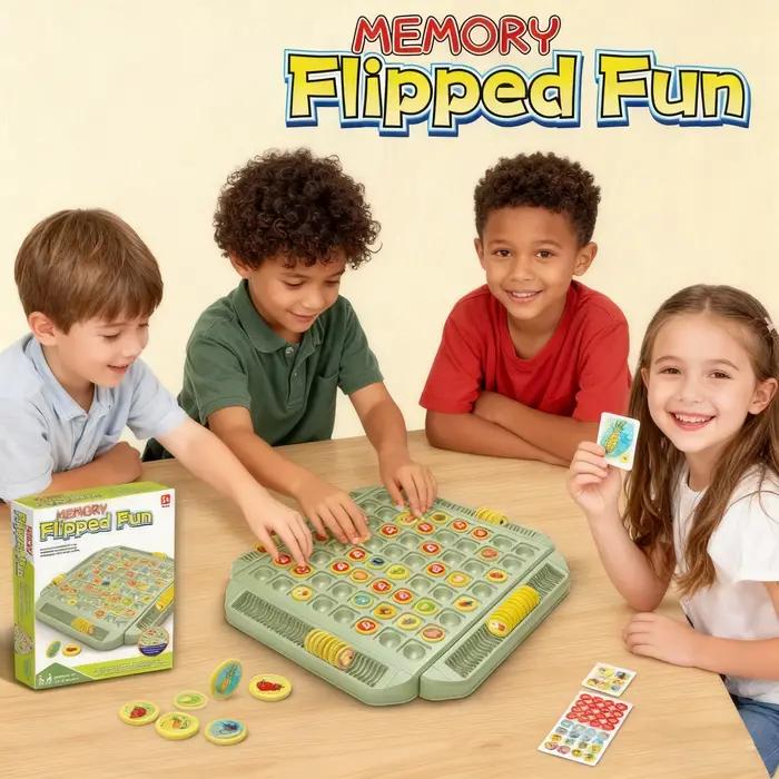 Jeu de société interactif de mémoire pour 4 joueurs - Puzzle coulissant coloré de fruits et d'animaux pour le plaisir