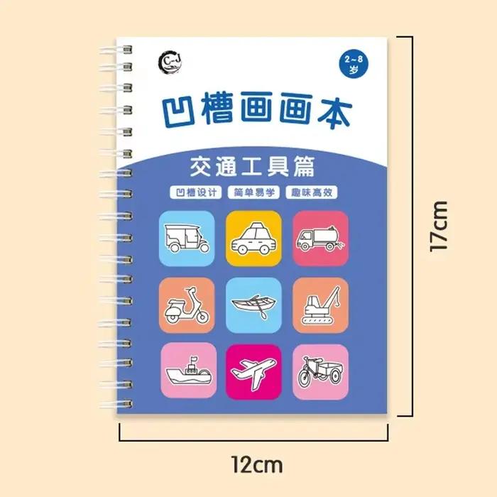 1PC Cahier Magique à Rainures pour Enfants, Livre de Dessin pour la Maternelle (3-8 Ans), Cahier de Pratique de Base pour le Dessin des Enfants