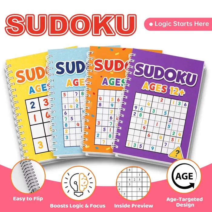 Livre de puzzle Sudoku pour enfants intelligents |   Jeux de logique amusants pour stimuler la concentration, la réflexion et la résolution de problèmes