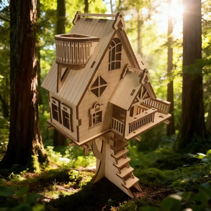 Kit de modèle de maison en bois en forme d'arbre