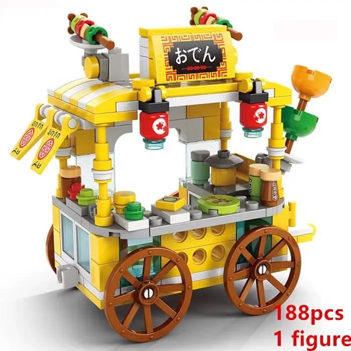Kit de construction DIY Architecture : Magasin de crème glacée et de nourriture en blocs de rue, modèle de film classique, jouets pour filles