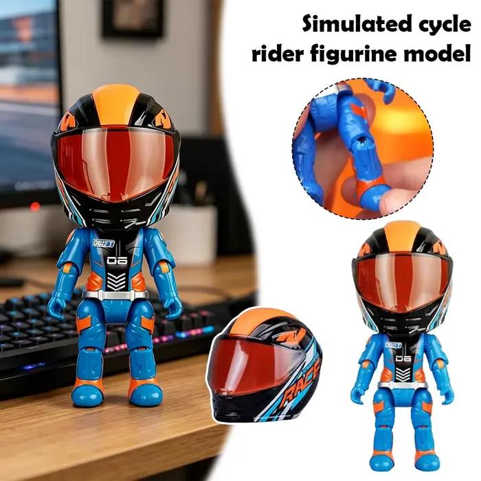 Figurine de motard réaliste 1:12, modèle entièrement articulé et poseable avec casque et détails de combinaison de course, cadeau de collection