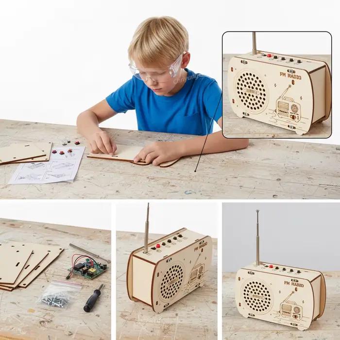 Kit Radio en Bois DIY Rétro FM – Jouet Éducatif STEM