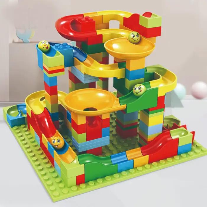 Blocs de Construction de course en marbre, 1000 pièces, ensemble en vrac, jouet éducatif STEM pour enfants, Kit de Construction de piste de course créatif pour l'apprentissage