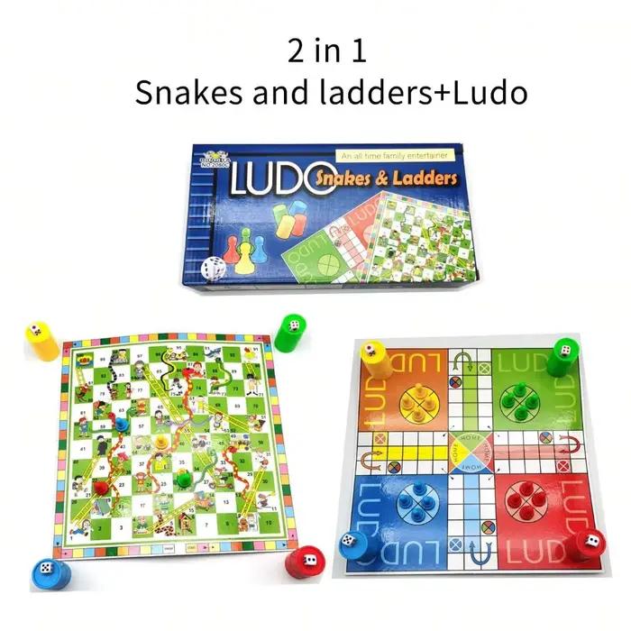 Jeu de société familial 2-en-1 Serpent et l'Échelle + Ludo
