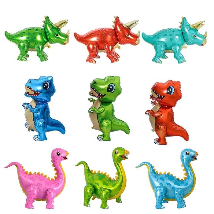 1 pièce Ballon en aluminium 3D en forme de dinosaure T-Rex de dessin animé, pour décoration de fête, anniversaire d'enfants, jouet à assembler mignon